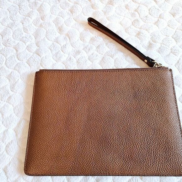 NEW Michael Kors jet set clutch brown leather purse wristlet - Picture 2 of 6